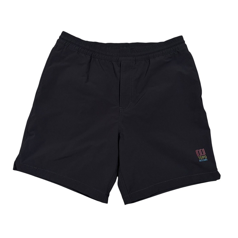 Topo Designs Global 7" Shorts Mens L Elastic Waist Zip Pockets Nylon Stretch